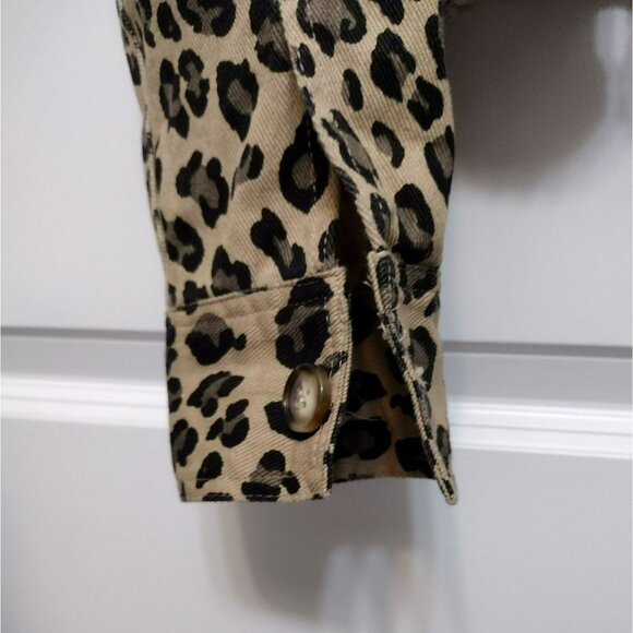 EE:Some Leopard Print Cropped Raw Edge Denim Jacket, size Small, Animal Shacket - Picture 10 of 10
